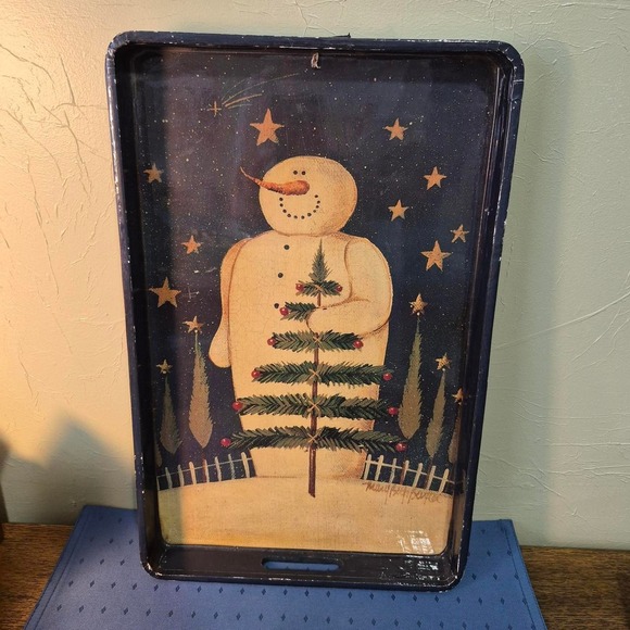 Other - Department 56 Snowman Christmas tray Country snowman holding a Christmas tree